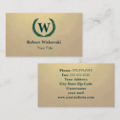 Wreath Laurel Avec Lettre Carte de visite Vintage (Devant / Derrière)