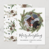 Wreath Pine Cone | Carte de Noël photo (Devant / Derrière)