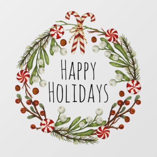 Wreath Prettige feestdagen Raamsticker (Vel)