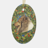 Wreath Rough Collie Keramisch Ornament (Links)