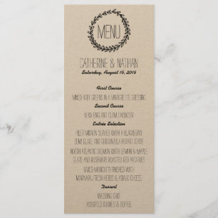 Wreath Rustic Kraft Wedding Menu
