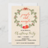 Wreath Vintage Christmas Party Invitation (Devant)