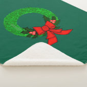Wreath with Holly and Red Bow Sherpa Blanket Sherpa Deken (3/4)