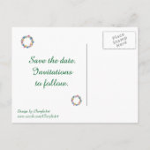 Wreathe Colorful Flowers Enregistrer la date Carte (Dos)