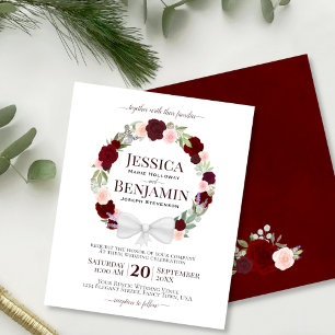 Wreatof Red Roses BUDGET Wedding Invitation