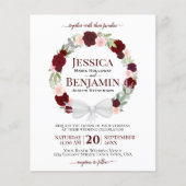 Wreatof Red Roses BUDGET Wedding Invitation (Voorkant)