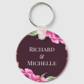 Wreator Floral Initiaal Letter Monogram Name Marbl Sleutelhanger (Achterkant)