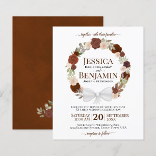 Wreator of Rust Oranje Rozen BUDGET Wedding Invite
