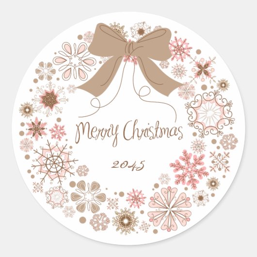 WREATS KERST STICKER VAN DE WITTE PINKSNOWFLAKS (Voorkant)