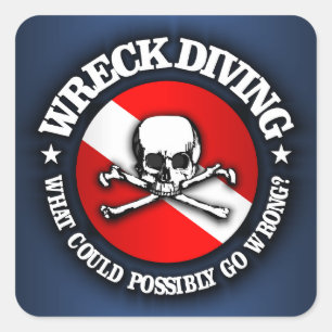 Wreck Diving (schedel) Vierkante Sticker