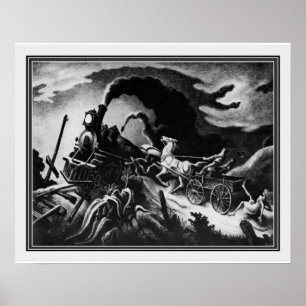 "Wreck of the Old '97" door Thomas Hart Benton 16x Poster