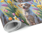 Wrehaired Pointing Griffon Spring Flowers Painting Cadeaupapier (Rol Hoek)