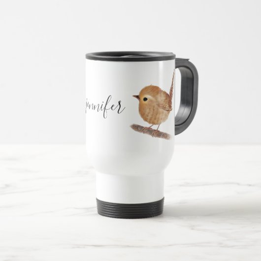 Wren Bird Personalized Travel Mug Reisbeker (Voorkant rechts)
