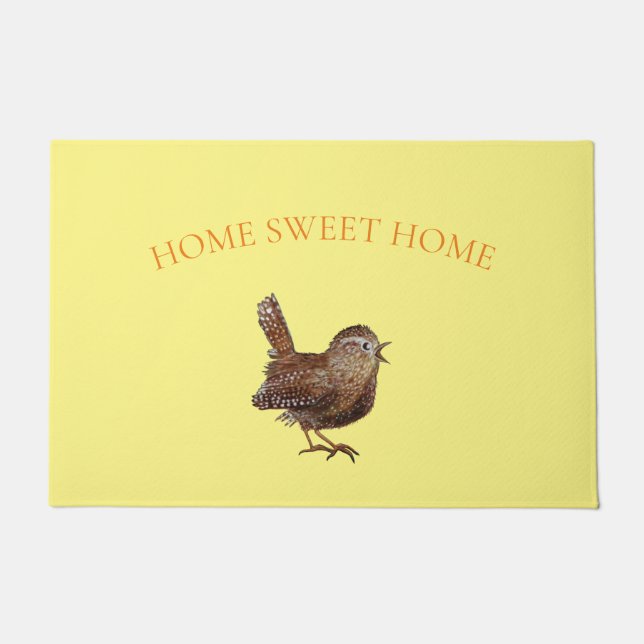 Wren Bird (Troglodytes Troglodytes) zingend Deurmat (Voorkant)