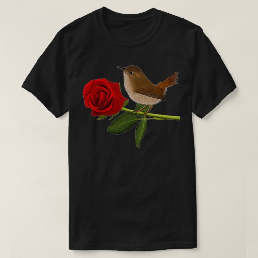 Wren Bird Valentijnsdag Roos Birdlover Animal au T-shirt (Design voorkant)