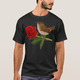 Wren Bird Valentijnsdag Roos Birdlover Animal au T-shirt