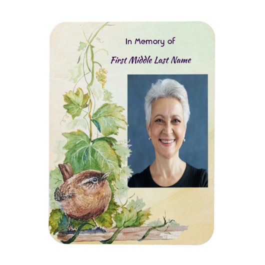 Wren Bird Vineyard Memorial Keepsake Magneet (Verticaal)
