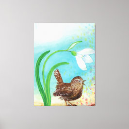 Wren Bird zingen Canvas Afdruk