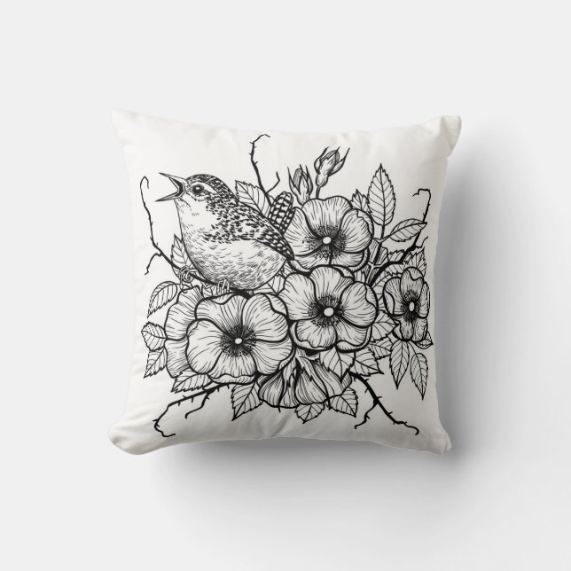 Wren bouquet kussen (Voorkant)