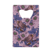 Wren en hellebore, roze en violet kredietkaart flessenopener (Voorkant)