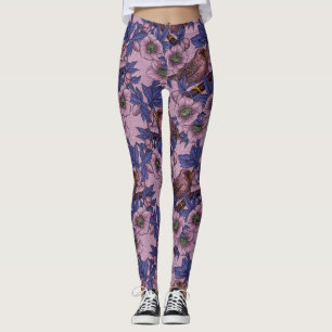Wren en hellebore, roze en violet leggings