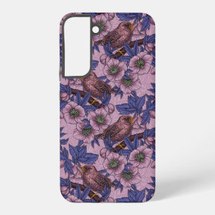 Wren en hellebore, roze en violet samsung galaxy hoesje