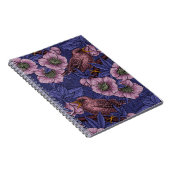 Wren en helleboren, violet en roze notitieboek (Rechterzijde)