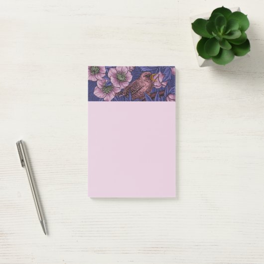Wren en helleboren, violet en roze post-it® notes (Kantoor)