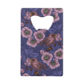 Wren et hellebore, violet et rose (Dos)