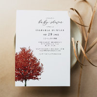 WREN Red Autumn Herfst Waterverf Maple Tree Baby