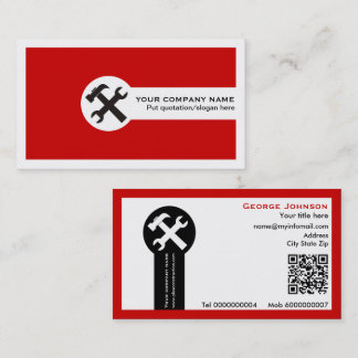 Wrench and hammer handyman construction red visitekaartje