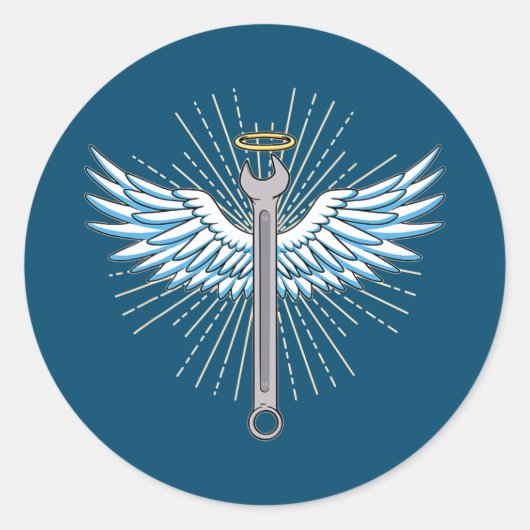 Wrench Tool Ronde Sticker (Voorkant)