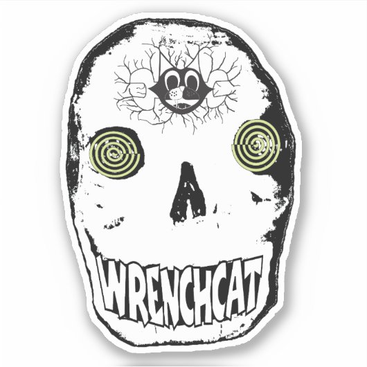 Wrenchcat Skully Sticker (Voorkant)