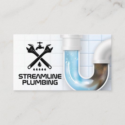Wrenches Faucet Drip Logo | verstopte pijp Visitekaartje (Voorkant)