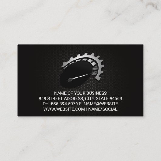 Wrenches Gear en Piston | Auto-mechanisch Visitekaartje (Achterkant)