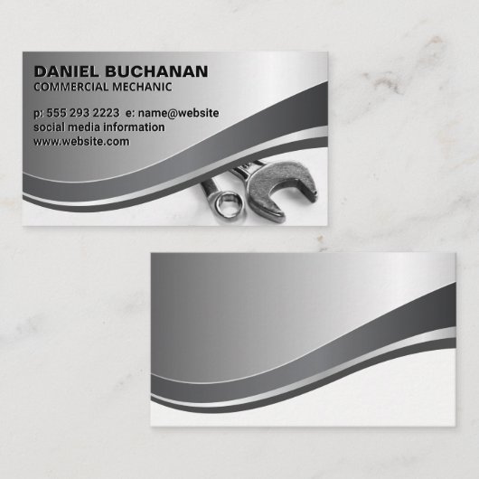 Wrenches, gereedschap | mechanische hardware visitekaartje (Voorkant / Achterkant)