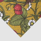 Wrens en aardbeien op mosterd tissuepapier (Detail)