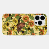 Wrens en bloemetjes op bord geel iPhone hoesje (Achterkant horizontaal)