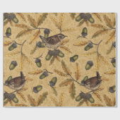 Wrens en eikels op honing cadeaupapier (Vlak)