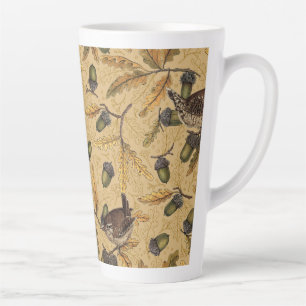 Wrens en eikels op honing latte mok