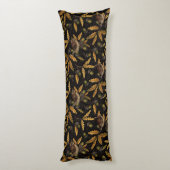 Wrens en eikels op zwart lichaamskussen (Achterkant (Verticaal))