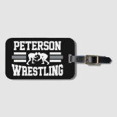 Wrestler ADD NAME School Athlete Wrestling Team Bagagelabel (Voorkant (horizontaal))