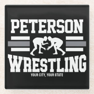 Wrestler ADD NAME School Athlete Wrestling Team Glazen Onderzetter