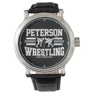 Wrestler ADD NAME School Athlete Wrestling Team Horloge
