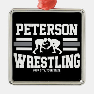 Wrestler ADD NAME School Athlete Wrestling Team Metalen Ornament
