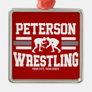 Wrestler ADD NAME School Athlete Wrestling Team Metalen Ornament