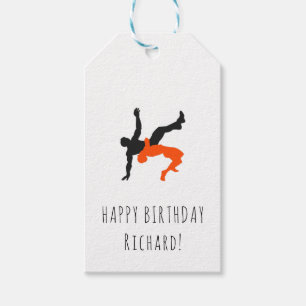 Wrestler Wrestling Silhouettes Sport Aangepaste na Cadeaulabel