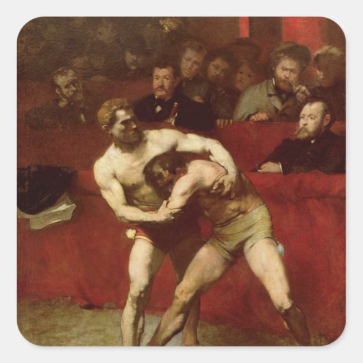 Wrestlers, 1875 vierkante sticker (Voorkant)