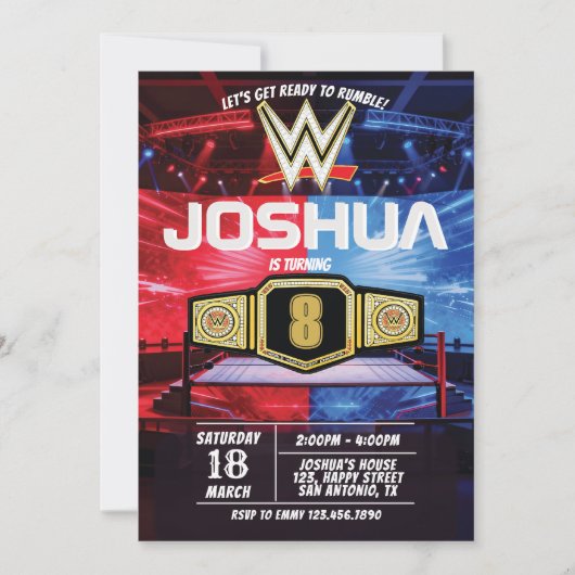 Wrestling Battle Birthday Invitation (Devant)