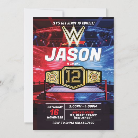 Wrestling Birthday Invitation (Devant)